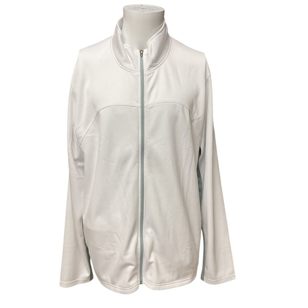 ALO Men's Cool Fit Full Zip Lightweight Wicking Track Jacket Size XL White